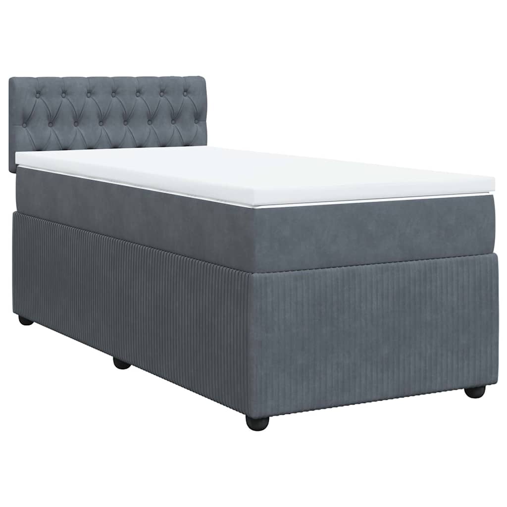 vidaXL Κρεβάτι Boxspring με Στρώμα Σκούρο Γκρι 80x200 εκ. Βελούδινο