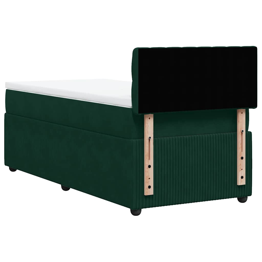 vidaXL Κρεβάτι Boxspring με Στρώμα Σκούρο Πράσινο 80x200 εκ. Βελούδινο