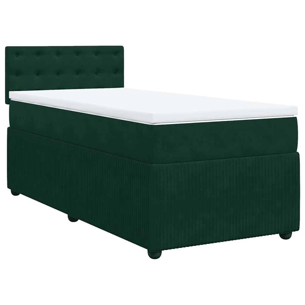vidaXL Κρεβάτι Boxspring με Στρώμα Σκούρο Πράσινο 80x200 εκ. Βελούδινο
