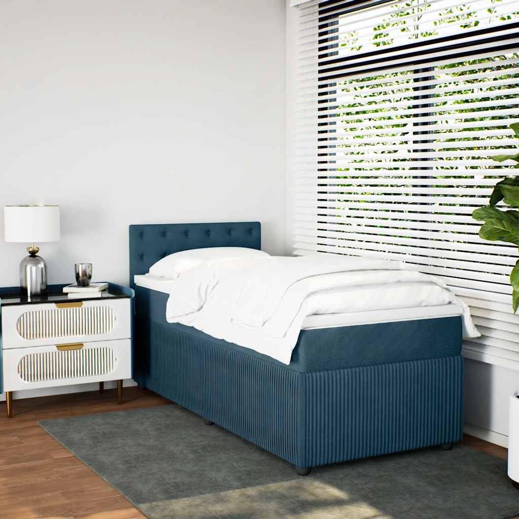 vidaXL Κρεβάτι Boxspring με Στρώμα Μπλε 80 x 200 εκ. Βελούδινο