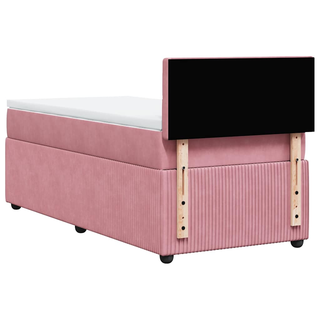 vidaXL Κρεβάτι Boxspring με Στρώμα Ροζ 80 x 200 εκ. Βελούδινο