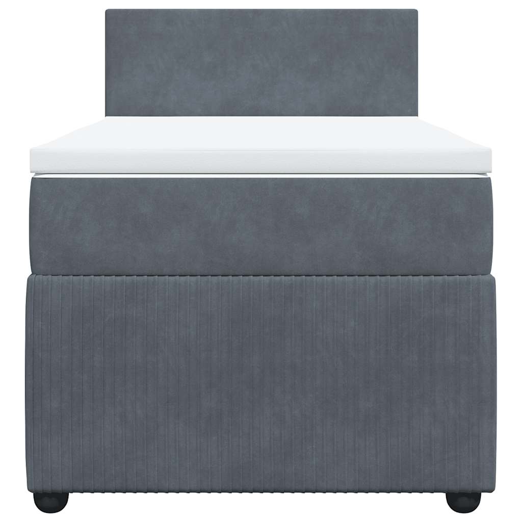 vidaXL Κρεβάτι Boxspring με Στρώμα Σκούρο Γκρι 90x190 εκ. Βελούδινο