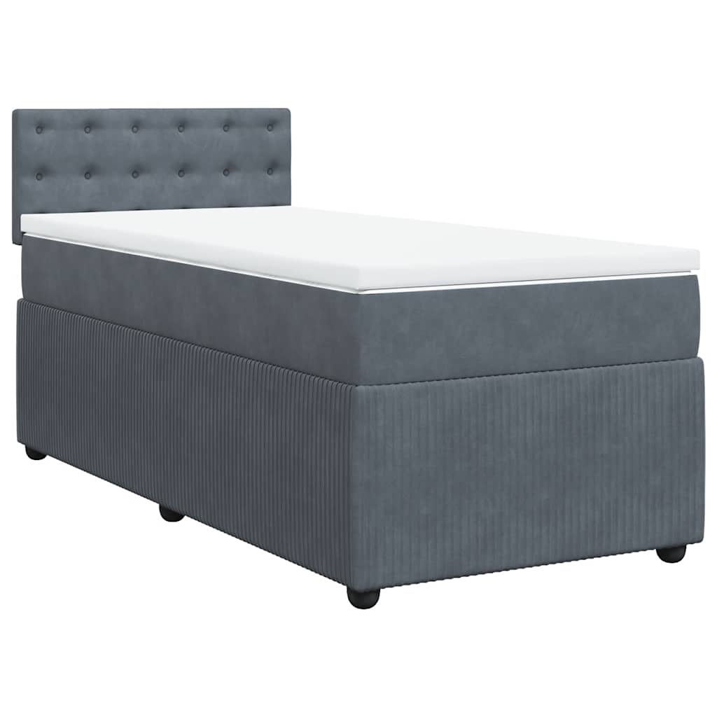 vidaXL Κρεβάτι Boxspring με Στρώμα Σκούρο Γκρι 90x190 εκ. Βελούδινο