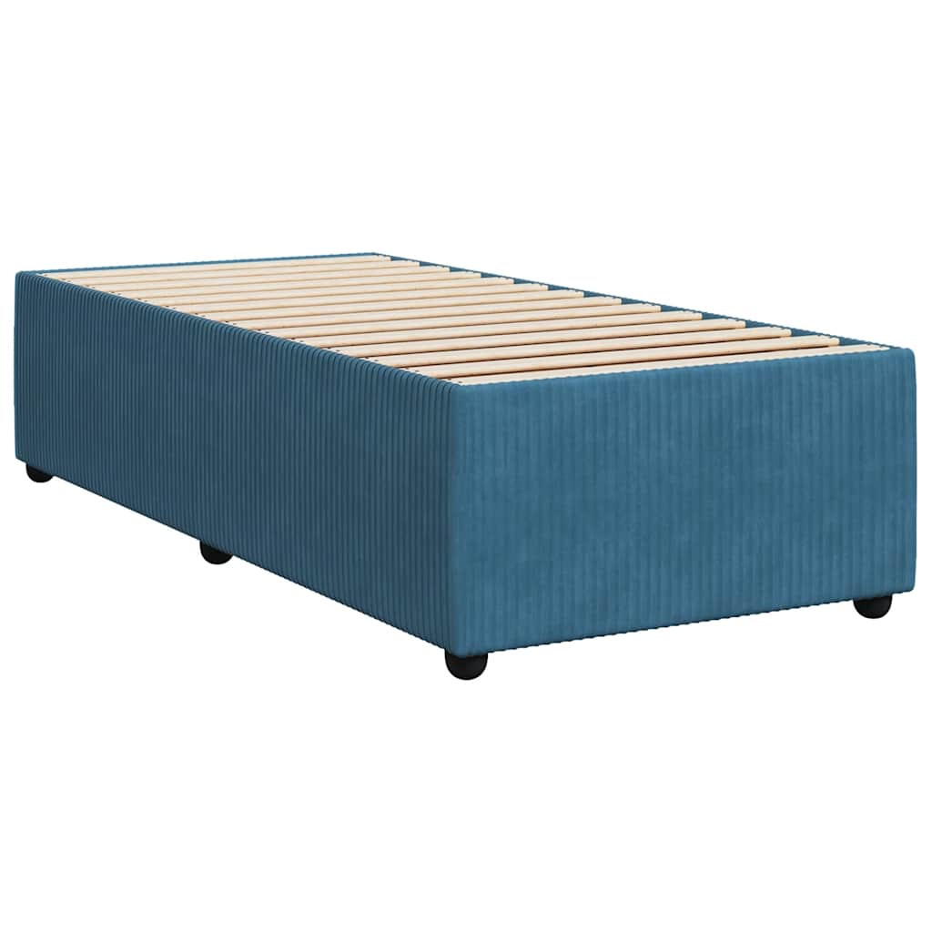 vidaXL Κρεβάτι Boxspring με Στρώμα Μπλε 90x190 εκ. Βελούδινο