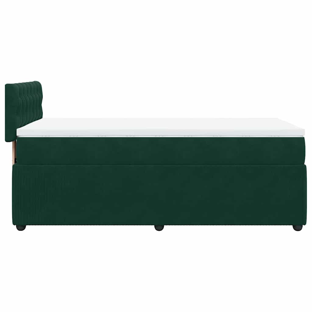 vidaXL Κρεβάτι Boxspring με Στρώμα Σκούρο Πράσινο 90x190 εκ. Βελούδινο