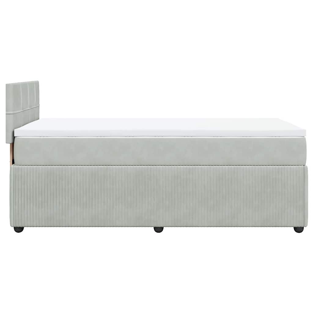 vidaXL Κρεβάτι Boxspring με Στρώμα Ανοιχτό Γκρι 90x190 εκ. Βελούδινο