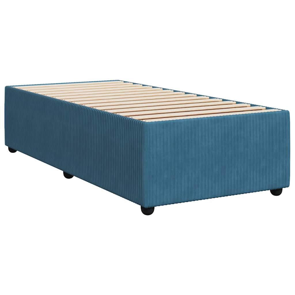 vidaXL Κρεβάτι Boxspring με Στρώμα Μπλε 90x200 εκ. Βελούδινο