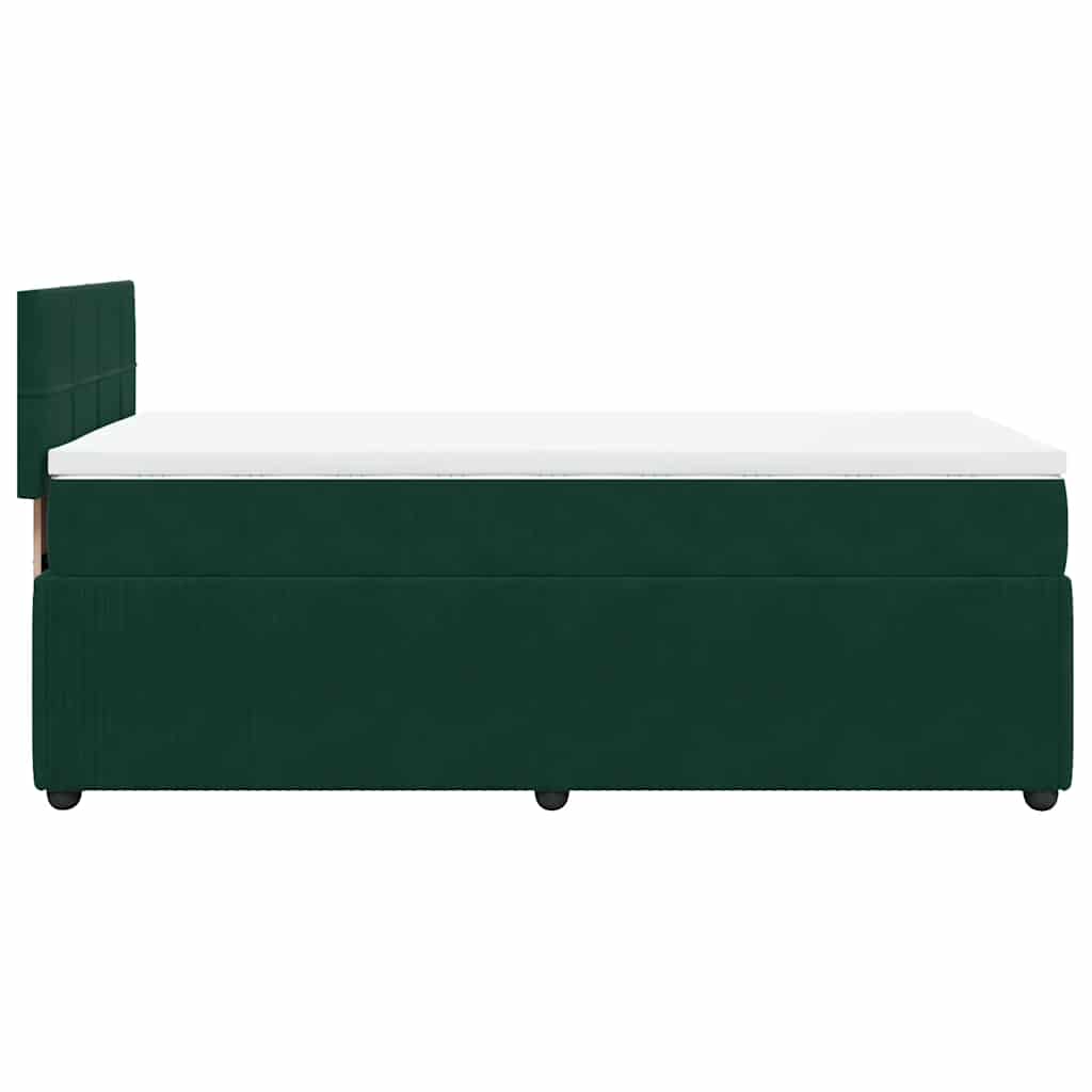 vidaXL Κρεβάτι Boxspring με Στρώμα Σκούρο Πράσινο 90x200 εκ. Βελούδινο