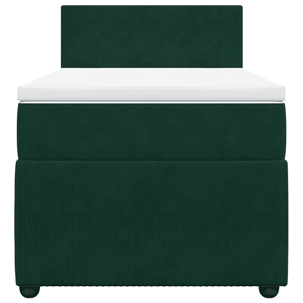 vidaXL Κρεβάτι Boxspring με Στρώμα Σκούρο Πράσινο 100x200εκ. Βελούδινο