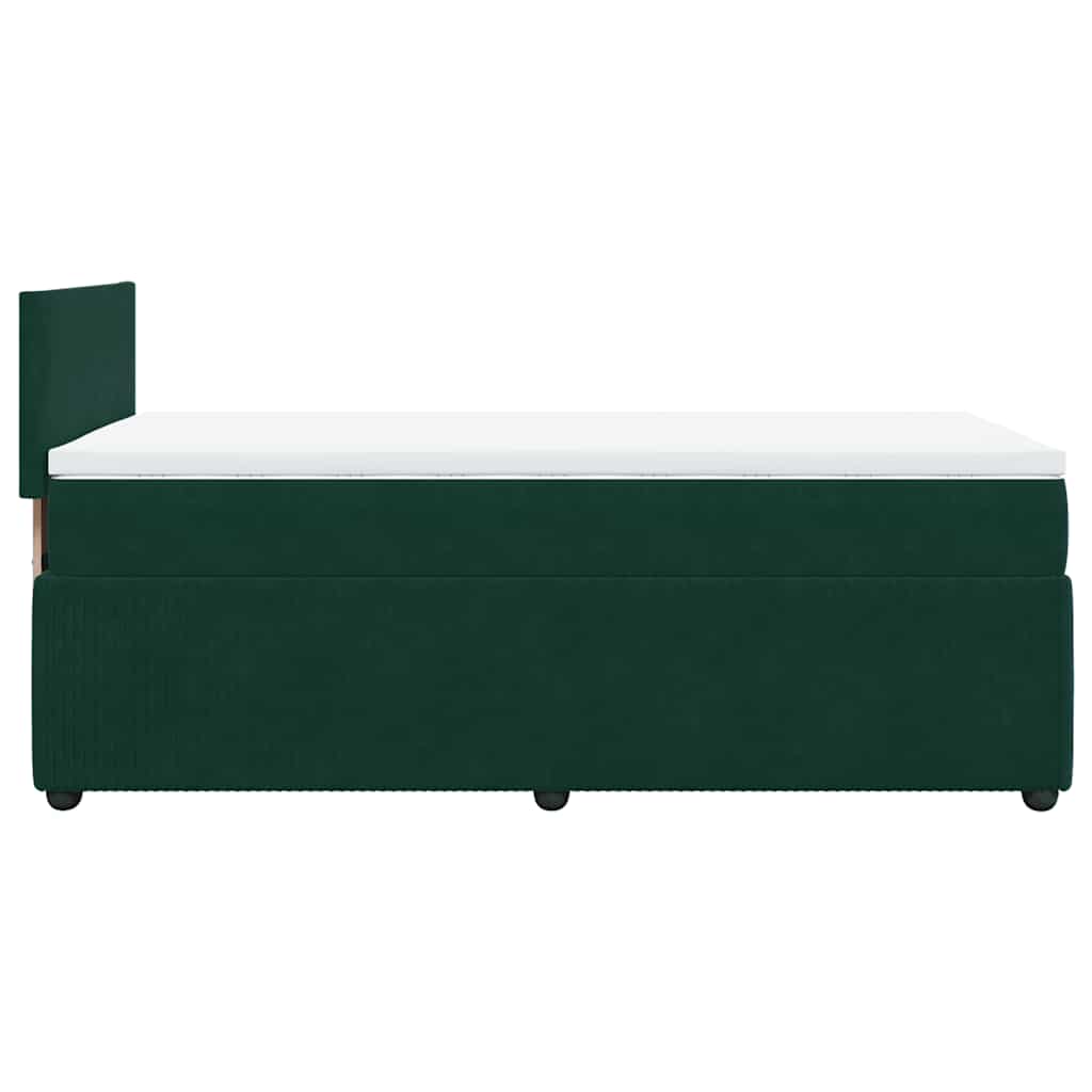 vidaXL Κρεβάτι Boxspring με Στρώμα Σκούρο Πράσινο 100x200εκ. Βελούδινο