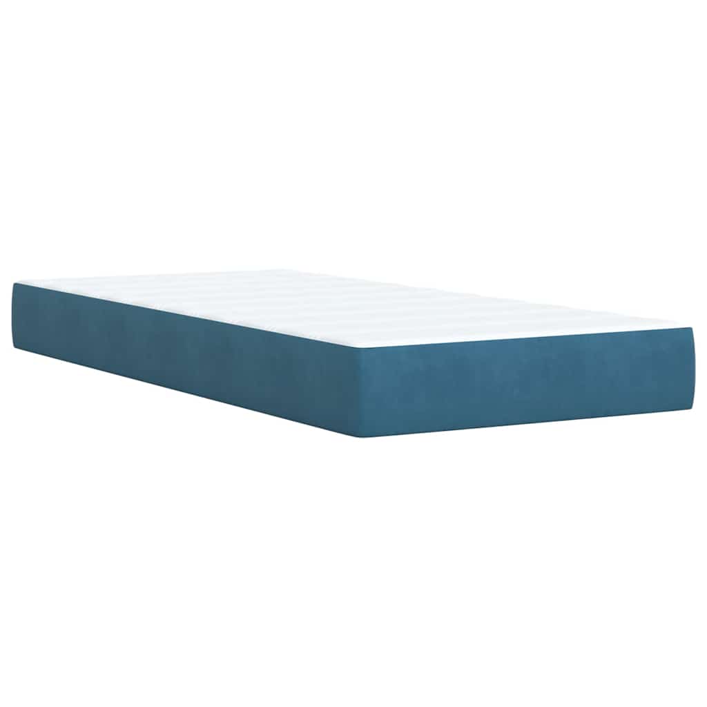 vidaXL Κρεβάτι Boxspring με Στρώμα Μπλε 100x200 εκ. Βελούδινο