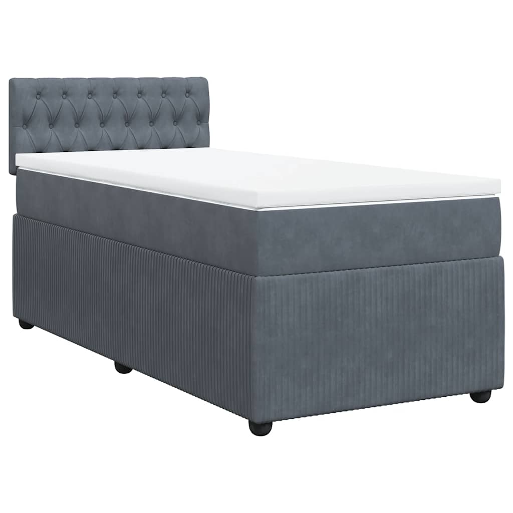 vidaXL Κρεβάτι Boxspring με Στρώμα Σκούρο Γκρι 100x200 εκ. Βελούδινο