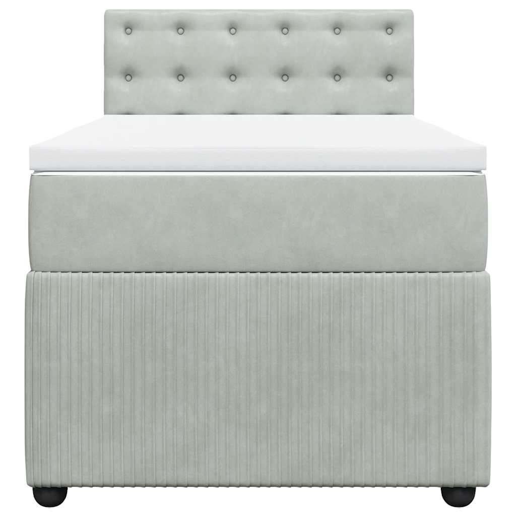 vidaXL Κρεβάτι Boxspring με Στρώμα Ανοιχτό Γκρι 100x200 εκ. Βελούδινο