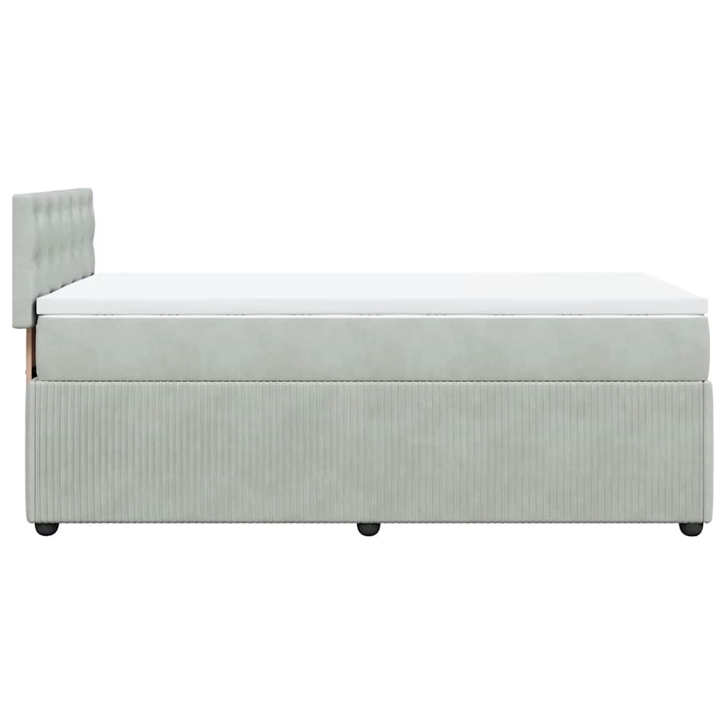 vidaXL Κρεβάτι Boxspring με Στρώμα Ανοιχτό Γκρι 100x200 εκ. Βελούδινο