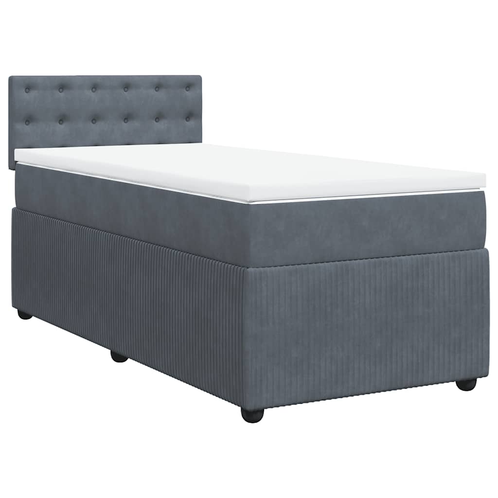 vidaXL Κρεβάτι Boxspring με Στρώμα Σκούρο Γκρι 100x200 εκ. Βελούδινο