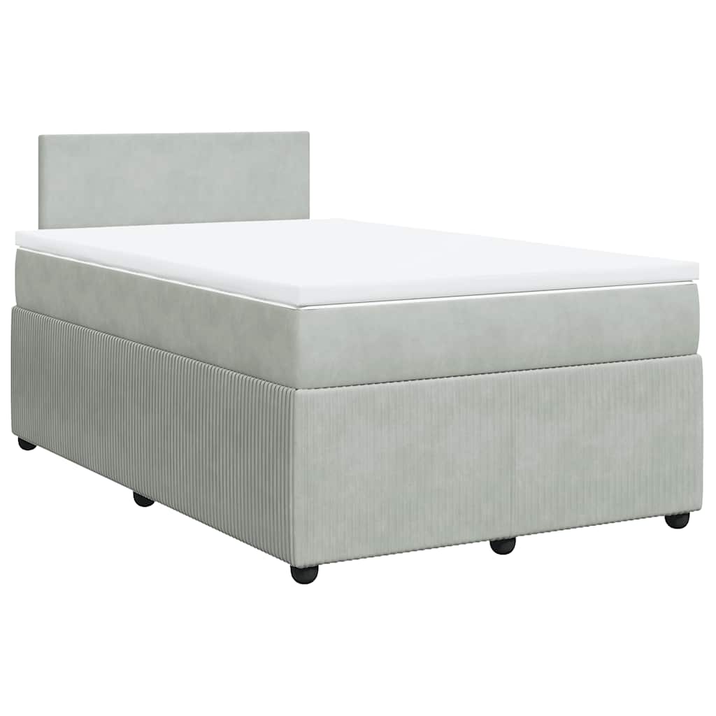 vidaXL Κρεβάτι Boxspring με Στρώμα Ανοιχτό Γκρι 120x190 εκ. Βελούδινο