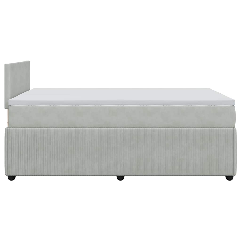 vidaXL Κρεβάτι Boxspring με Στρώμα Ανοιχτό Γκρι 120x190 εκ. Βελούδινο
