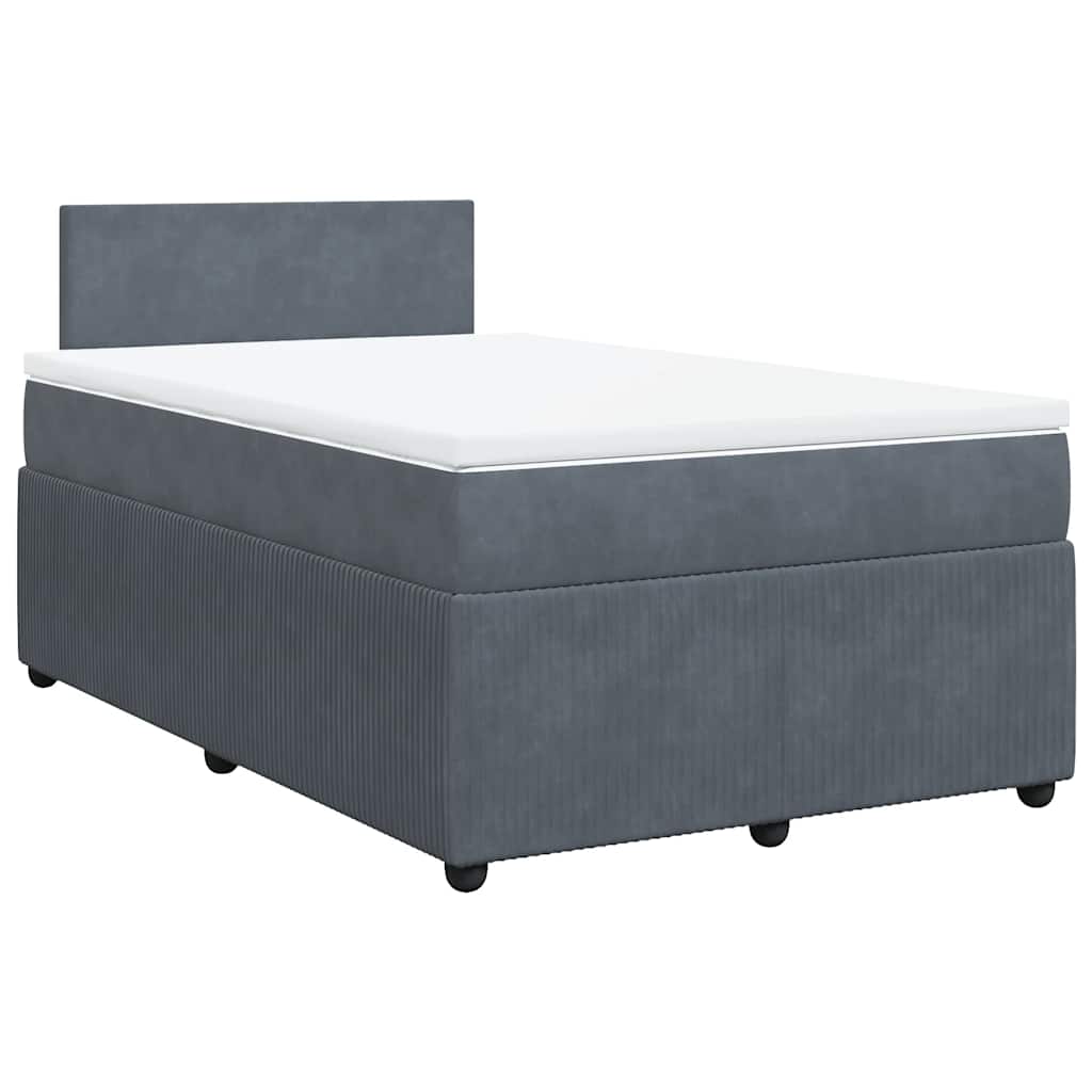 vidaXL Κρεβάτι Boxspring με Στρώμα Σκούρο Γκρι 120x190 εκ. Βελούδινο