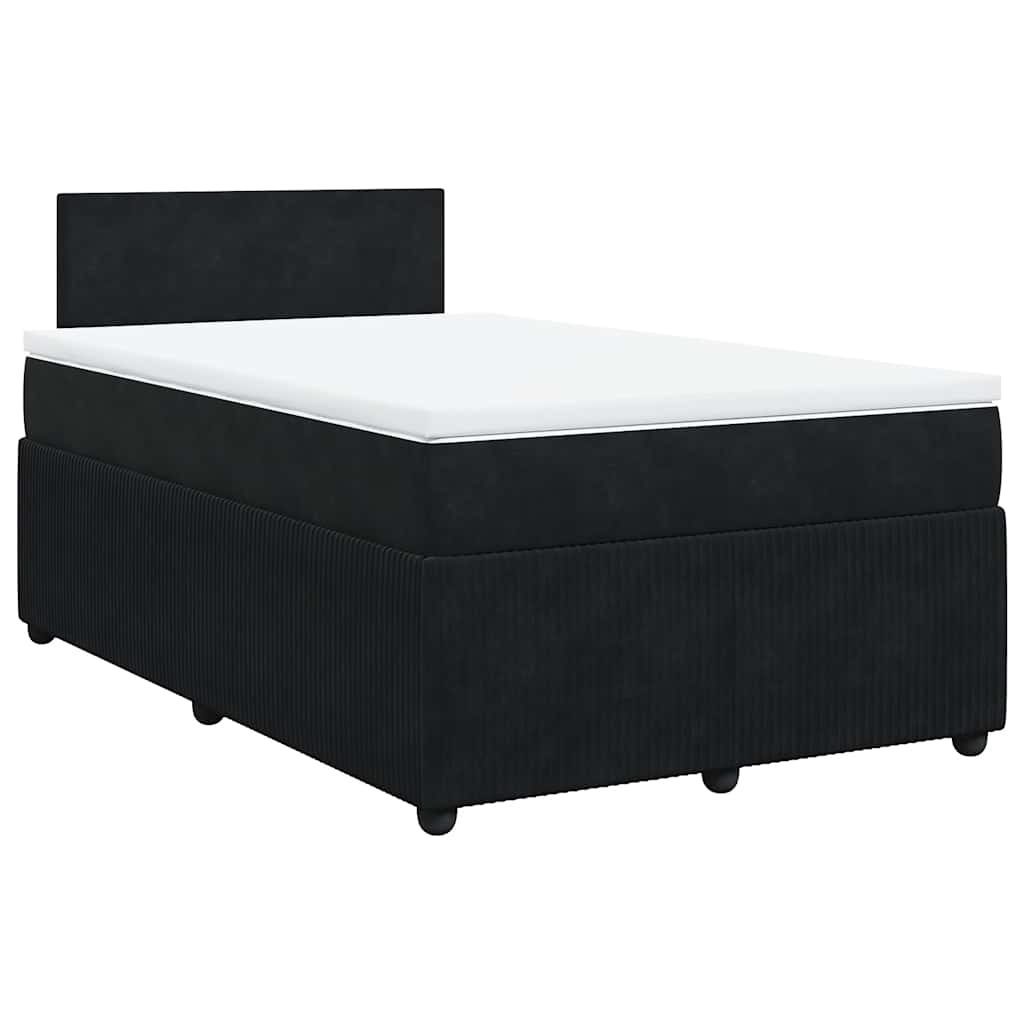 vidaXL Κρεβάτι Boxspring με Στρώμα Μαύρο 120x190 εκ. Βελούδινο