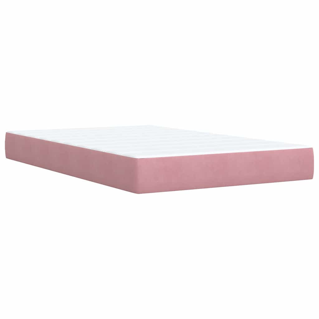 vidaXL Κρεβάτι Boxspring με Στρώμα Ροζ 120x190 εκ. Βελούδινο