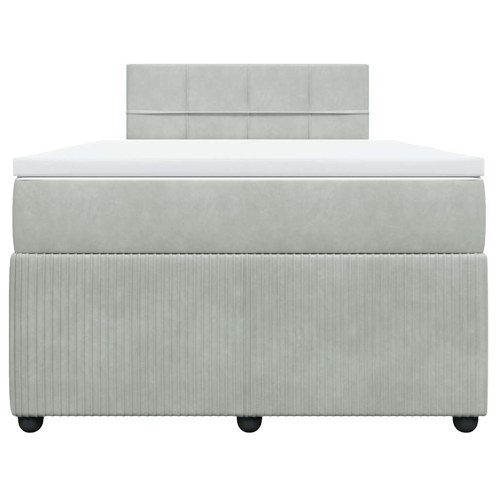 vidaXL Κρεβάτι Boxspring με Στρώμα Ανοιχτό Γκρι 120x190 εκ. Βελούδινο