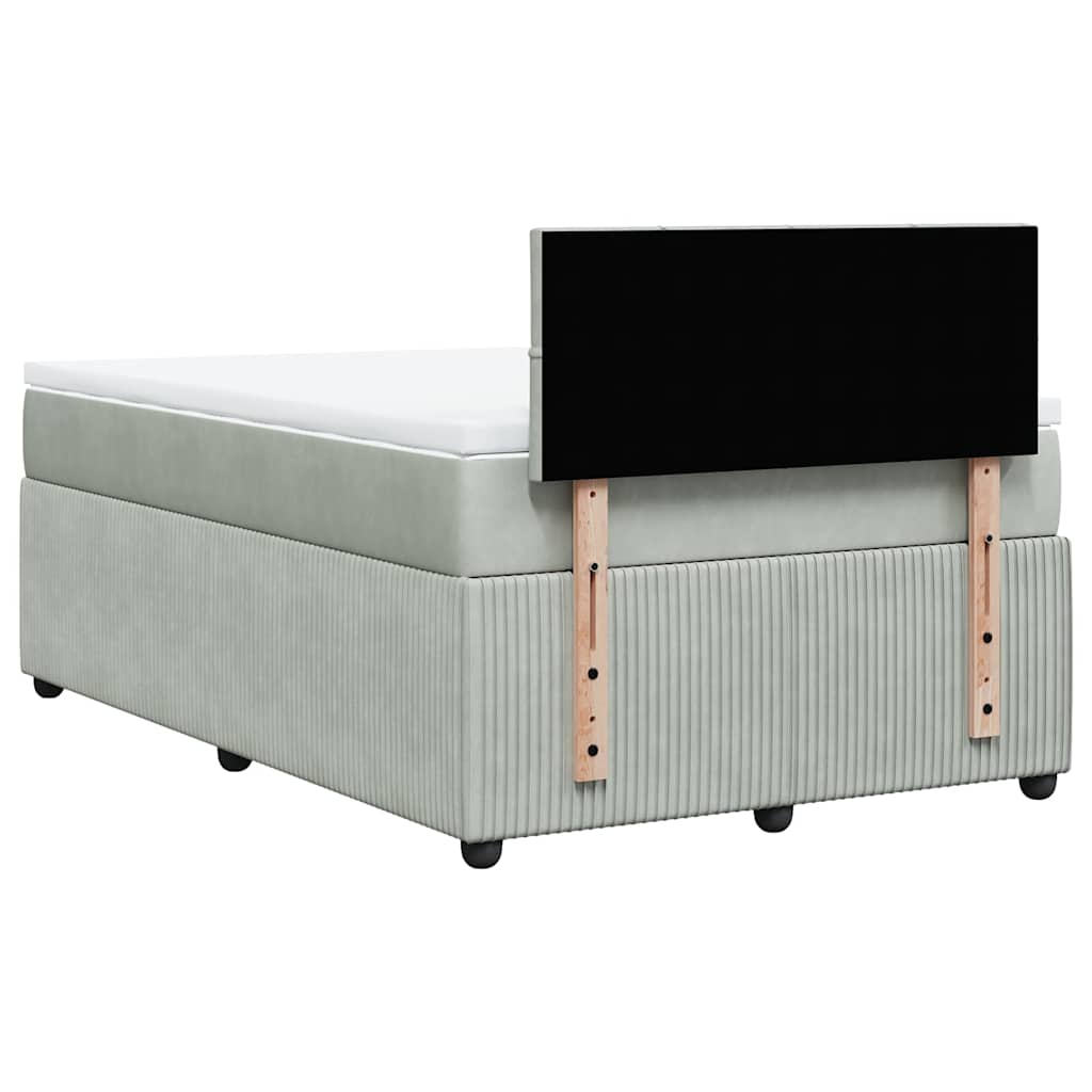 vidaXL Κρεβάτι Boxspring με Στρώμα Ανοιχτό Γκρι 120x190 εκ. Βελούδινο