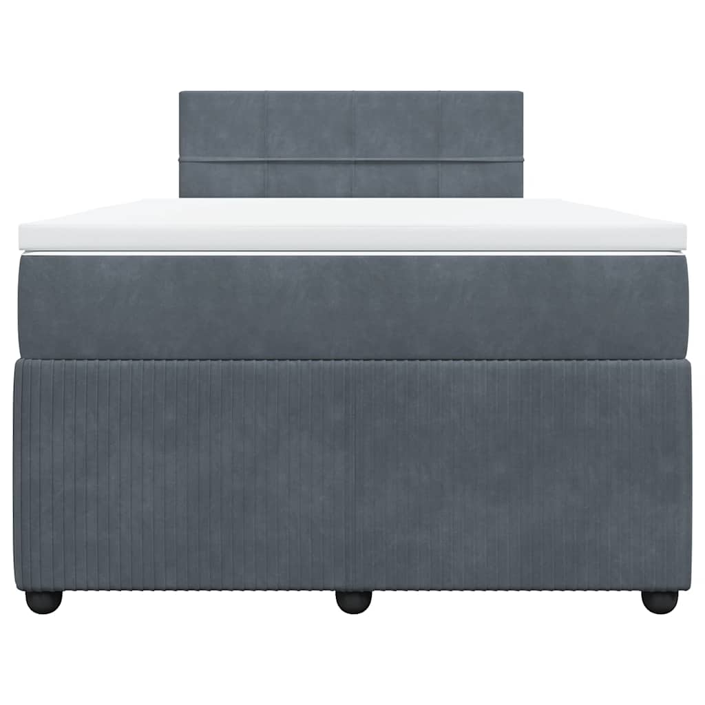 vidaXL Κρεβάτι Boxspring με Στρώμα Σκούρο Γκρι 120x190 εκ. Βελούδινο