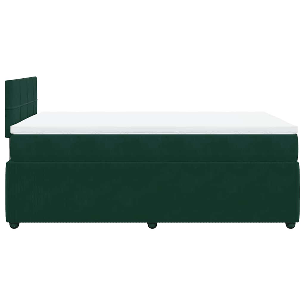 vidaXL Κρεβάτι Boxspring με Στρώμα Σκούρο Πράσινο 120x190εκ. Βελούδινο