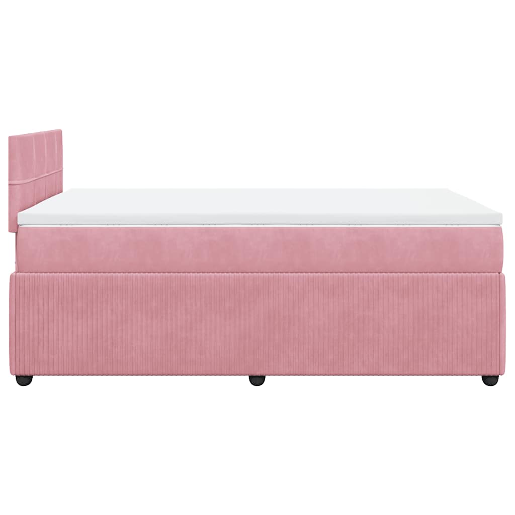vidaXL Κρεβάτι Boxspring με Στρώμα Ροζ 120x190 εκ. Βελούδινο