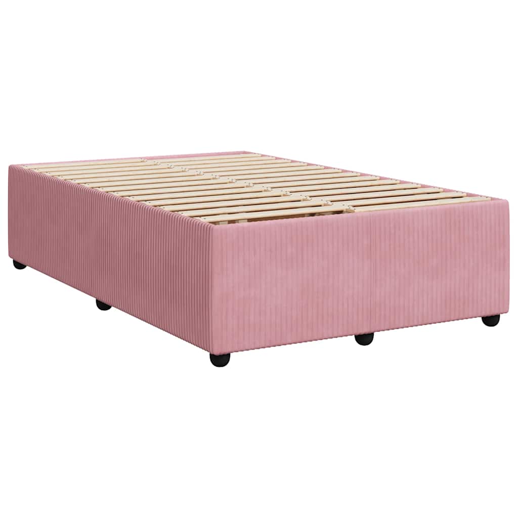 vidaXL Κρεβάτι Boxspring με Στρώμα Ροζ 120x190 εκ. Βελούδινο
