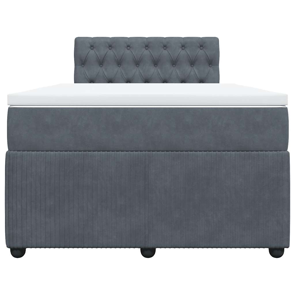 vidaXL Κρεβάτι Boxspring με Στρώμα Σκούρο Γκρι 120x190 εκ. Βελούδινο