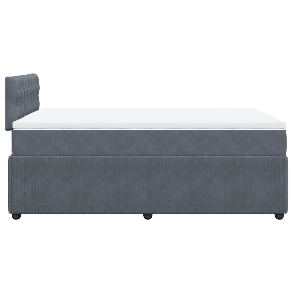 vidaXL Κρεβάτι Boxspring με Στρώμα Σκούρο Γκρι 120x190 εκ. Βελούδινο