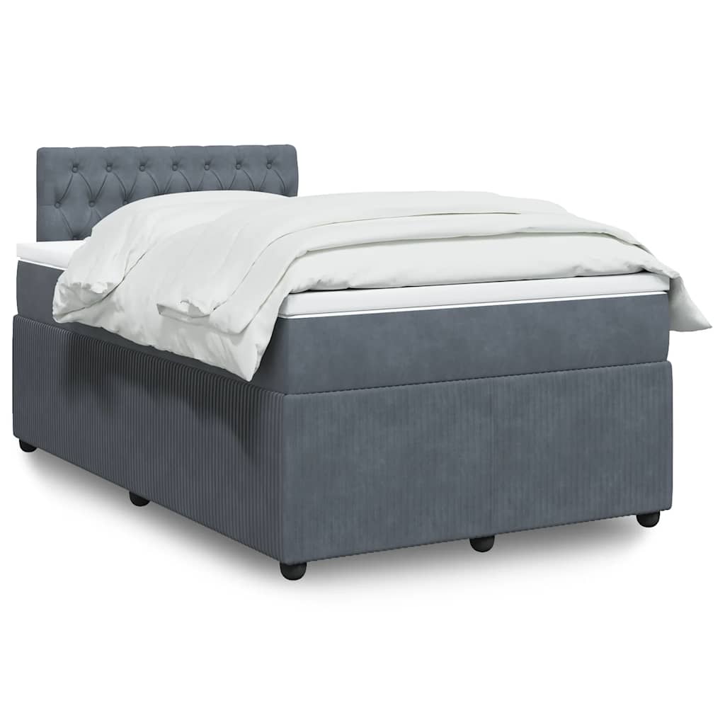vidaXL Κρεβάτι Boxspring με Στρώμα Σκούρο Γκρι 120x190 εκ. Βελούδινο