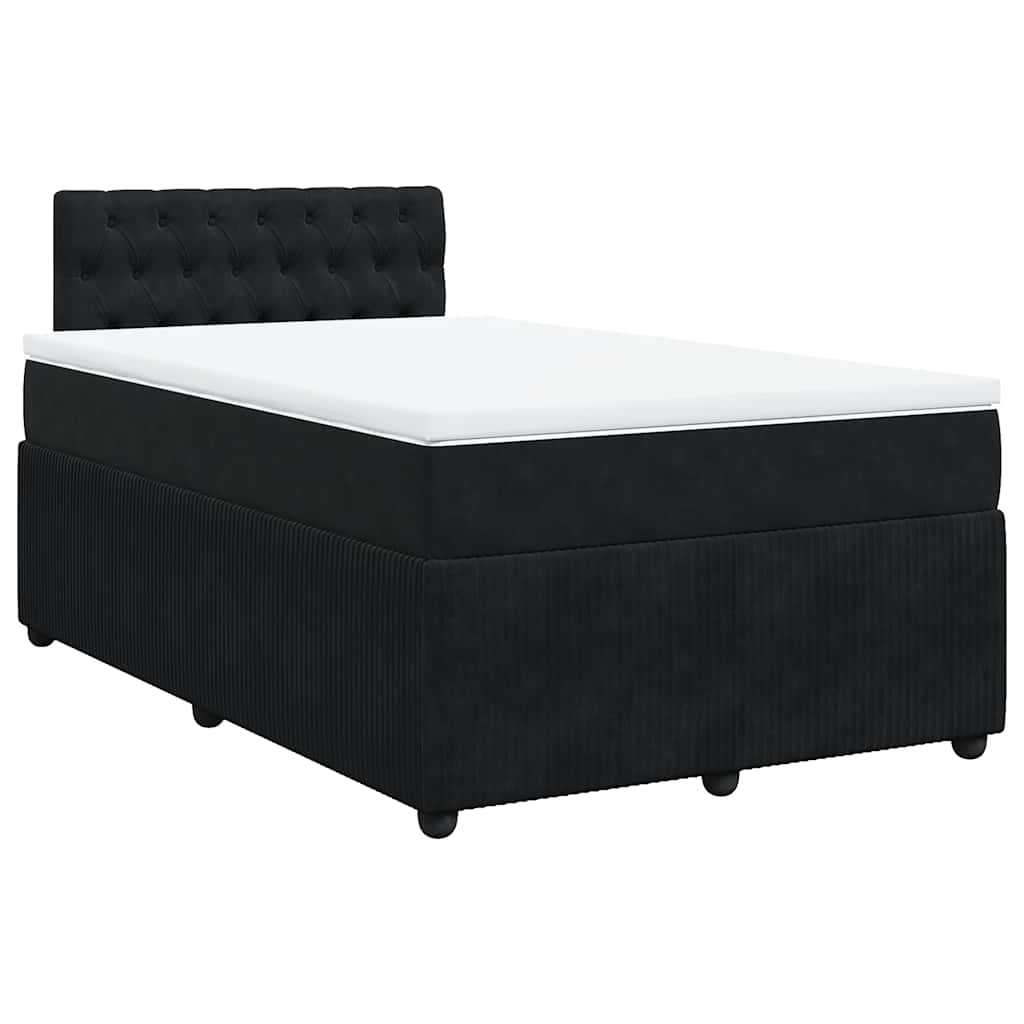 vidaXL Κρεβάτι Boxspring με Στρώμα Μαύρο 120x190 εκ. Βελούδινο