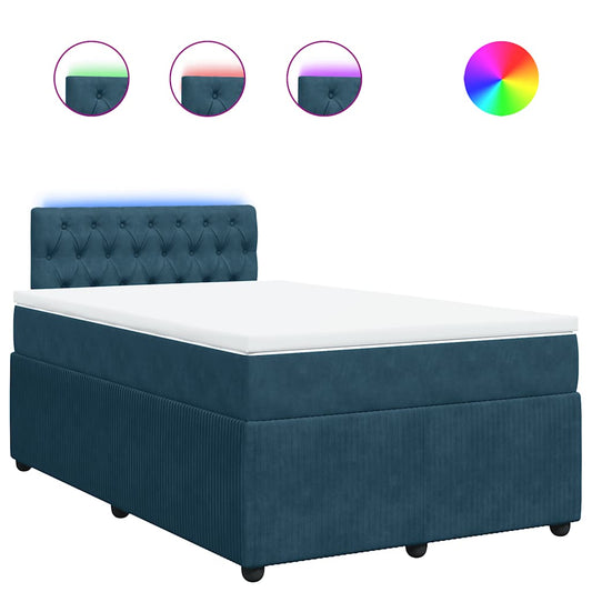 vidaXL Κρεβάτι Boxspring με Στρώμα Μπλε 120x190 εκ. Βελούδινο