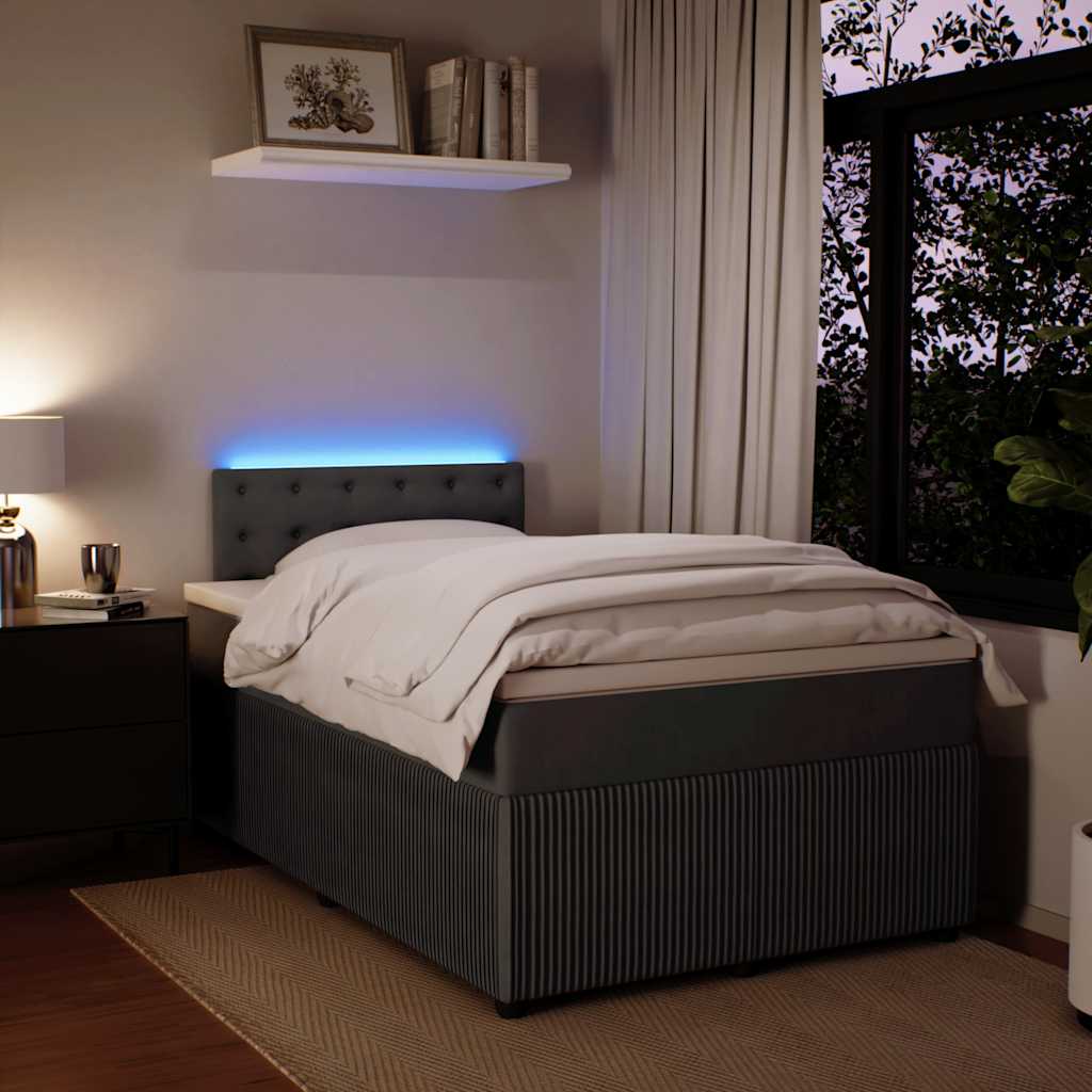 vidaXL Κρεβάτι Boxspring με Στρώμα Σκούρο Γκρι 120x190 εκ. Βελούδινο
