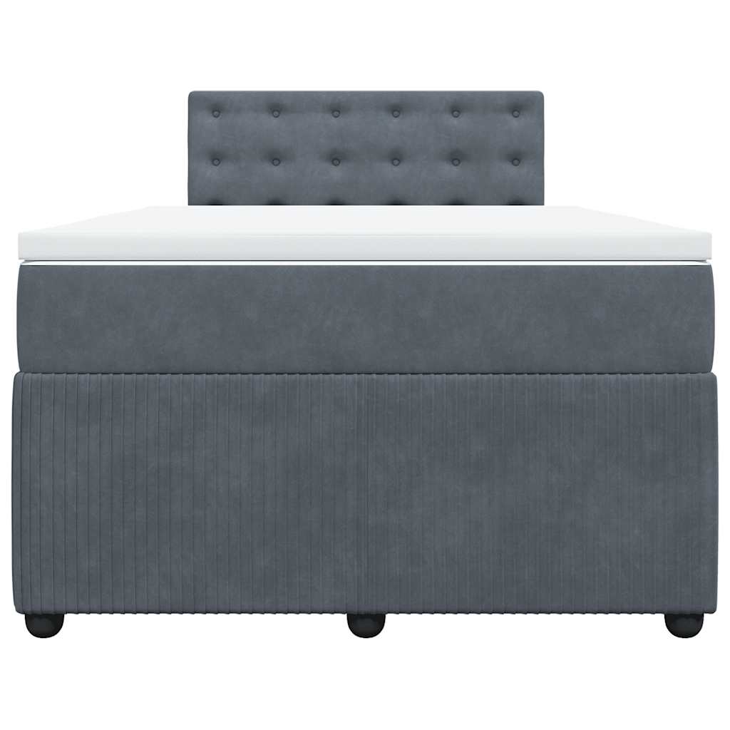 vidaXL Κρεβάτι Boxspring με Στρώμα Σκούρο Γκρι 120x190 εκ. Βελούδινο