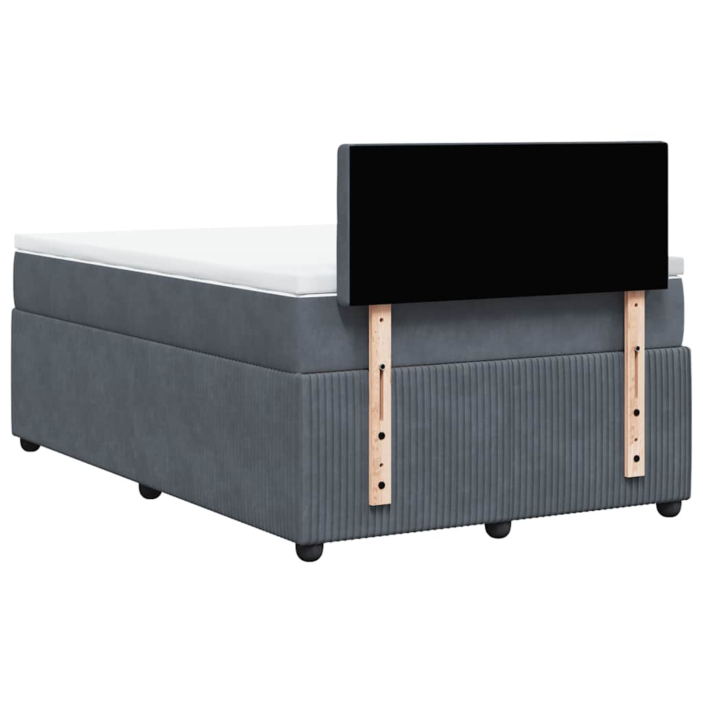 vidaXL Κρεβάτι Boxspring με Στρώμα Σκούρο Γκρι 120x190 εκ. Βελούδινο