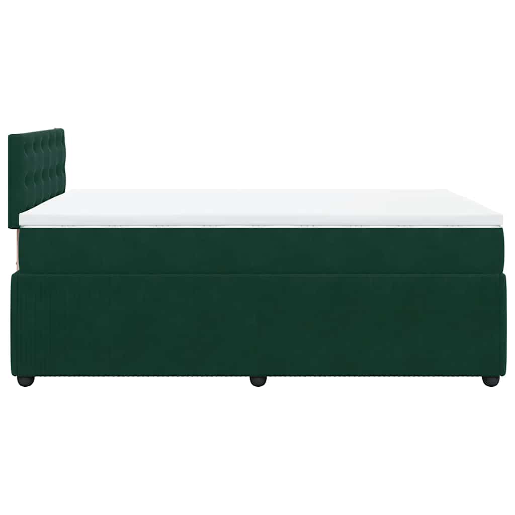 vidaXL Κρεβάτι Boxspring με Στρώμα Σκούρο Πράσινο 120x190εκ. Βελούδινο