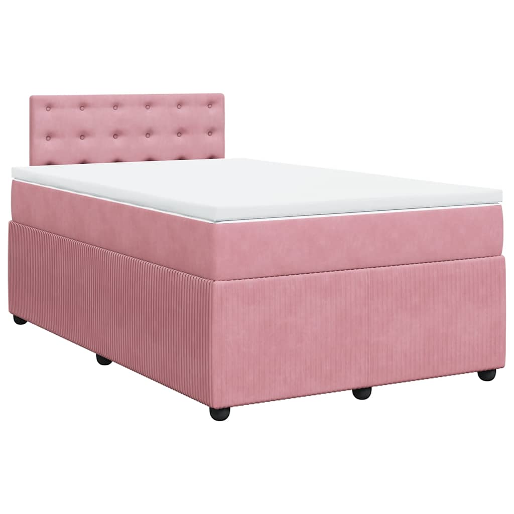 vidaXL Κρεβάτι Boxspring με Στρώμα Ροζ 120x190 εκ. Βελούδινο