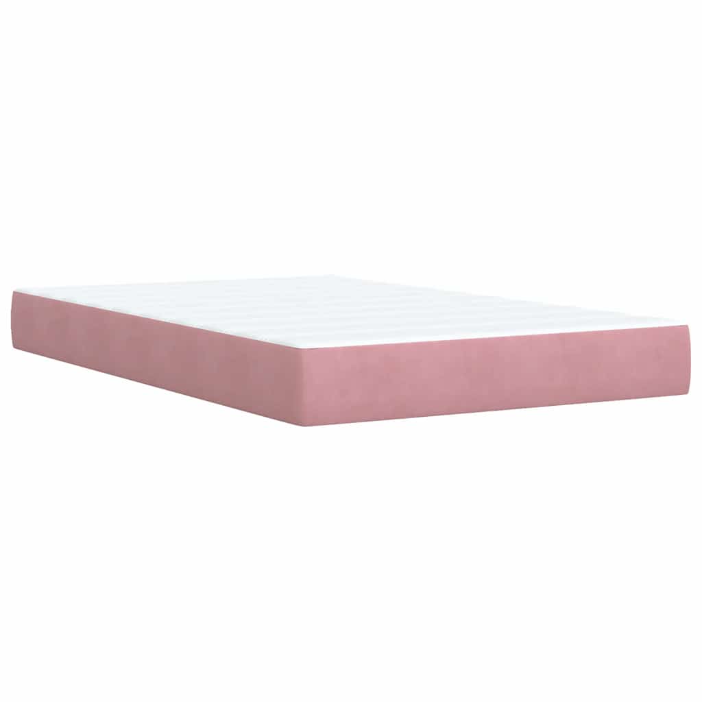 vidaXL Κρεβάτι Boxspring με Στρώμα Ροζ 120x190 εκ. Βελούδινο