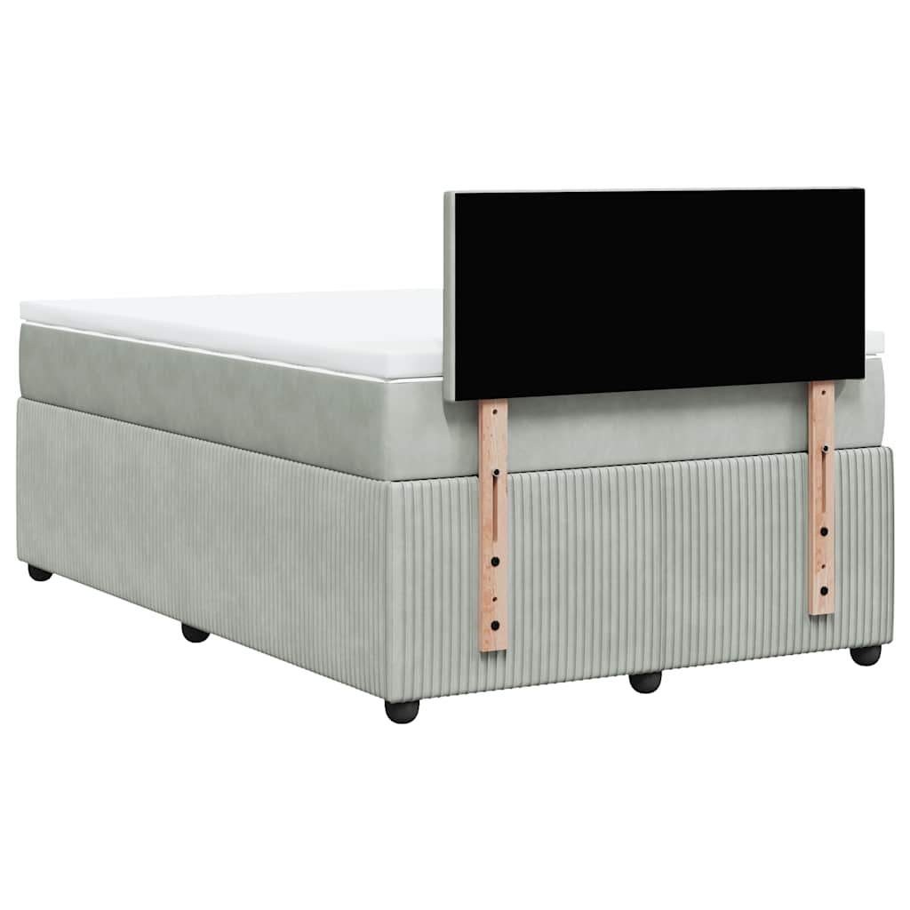 vidaXL Κρεβάτι Boxspring με Στρώμα Ανοιχτό Γκρι 120x200 εκ. Βελούδινο