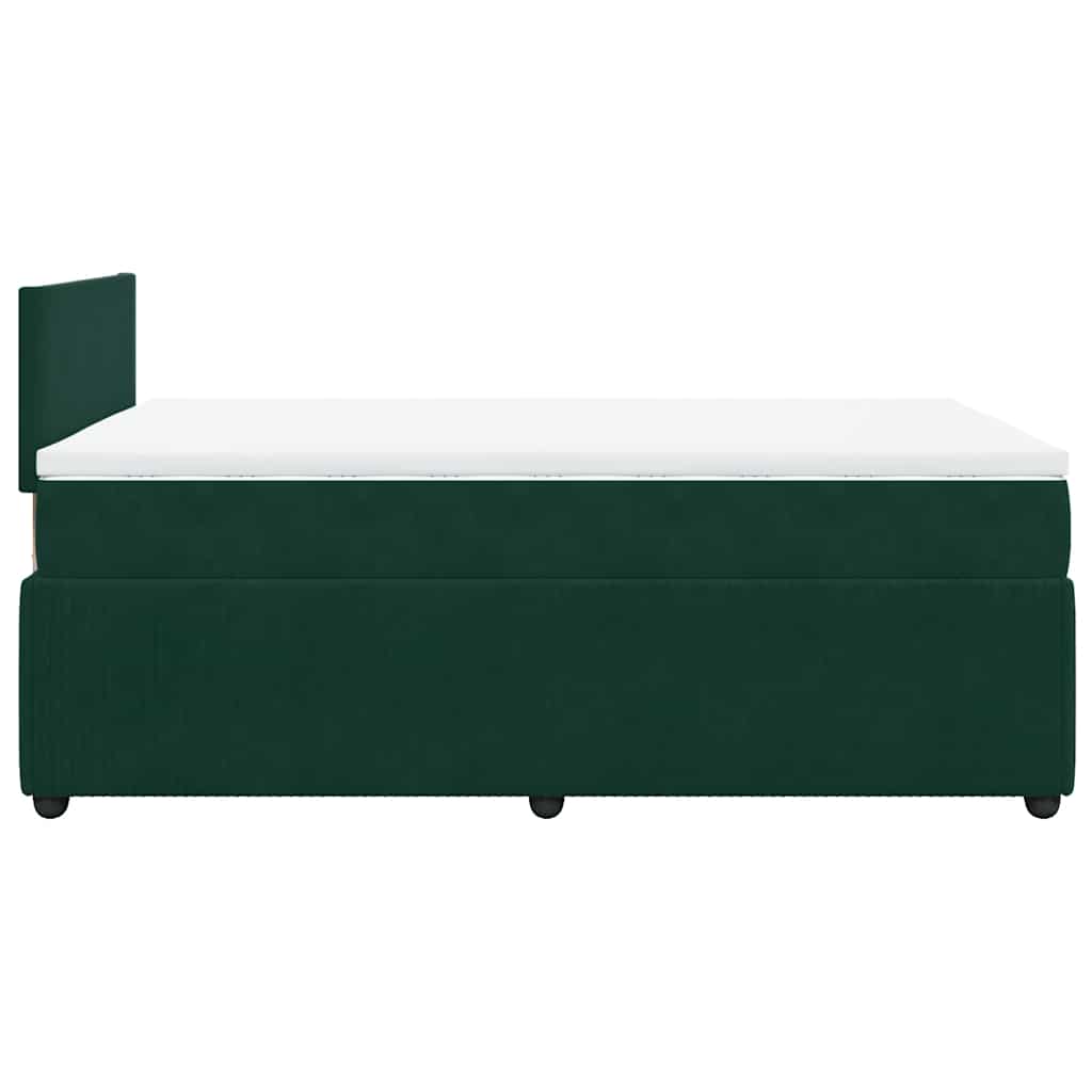 vidaXL Κρεβάτι Boxspring με Στρώμα Σκούρο Πράσινο 120x200εκ. Βελούδινο