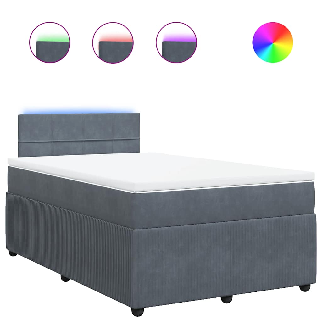 vidaXL Κρεβάτι Boxspring με Στρώμα Σκούρο Γκρι 120x200 εκ. Βελούδινο
