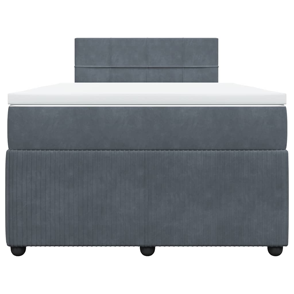 vidaXL Κρεβάτι Boxspring με Στρώμα Σκούρο Γκρι 120x200 εκ. Βελούδινο