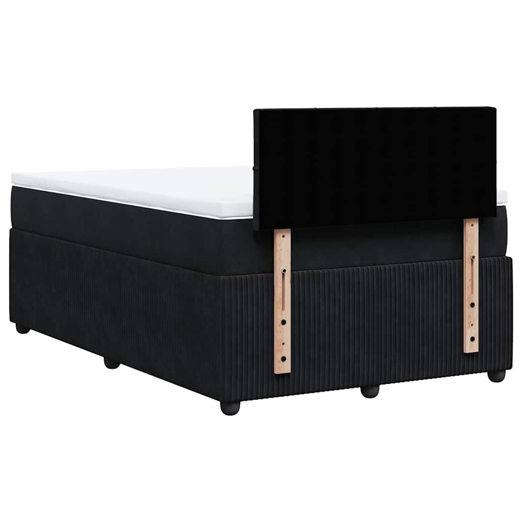 vidaXL Κρεβάτι Boxspring με Στρώμα Μαύρο 120 x 200 εκ. Βελούδινο