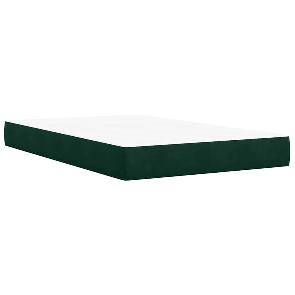vidaXL Κρεβάτι Boxspring με Στρώμα Σκούρο Πράσινο 120x200εκ. Βελούδινο