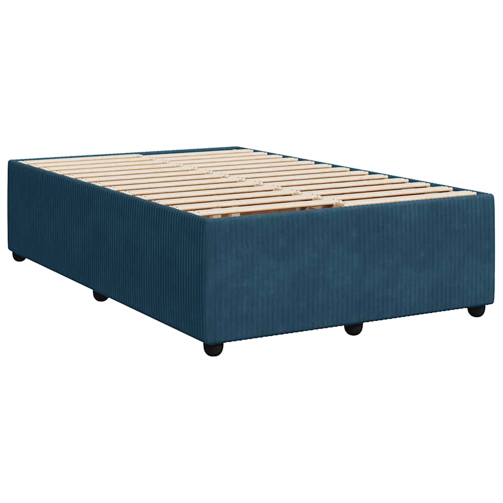 vidaXL Κρεβάτι Boxspring με Στρώμα Μπλε 120x200 εκ. Βελούδινο