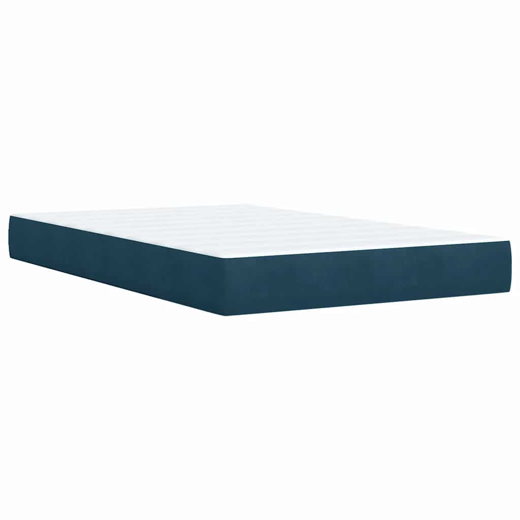 vidaXL Κρεβάτι Boxspring με Στρώμα Μπλε 120x200 εκ. Βελούδινο