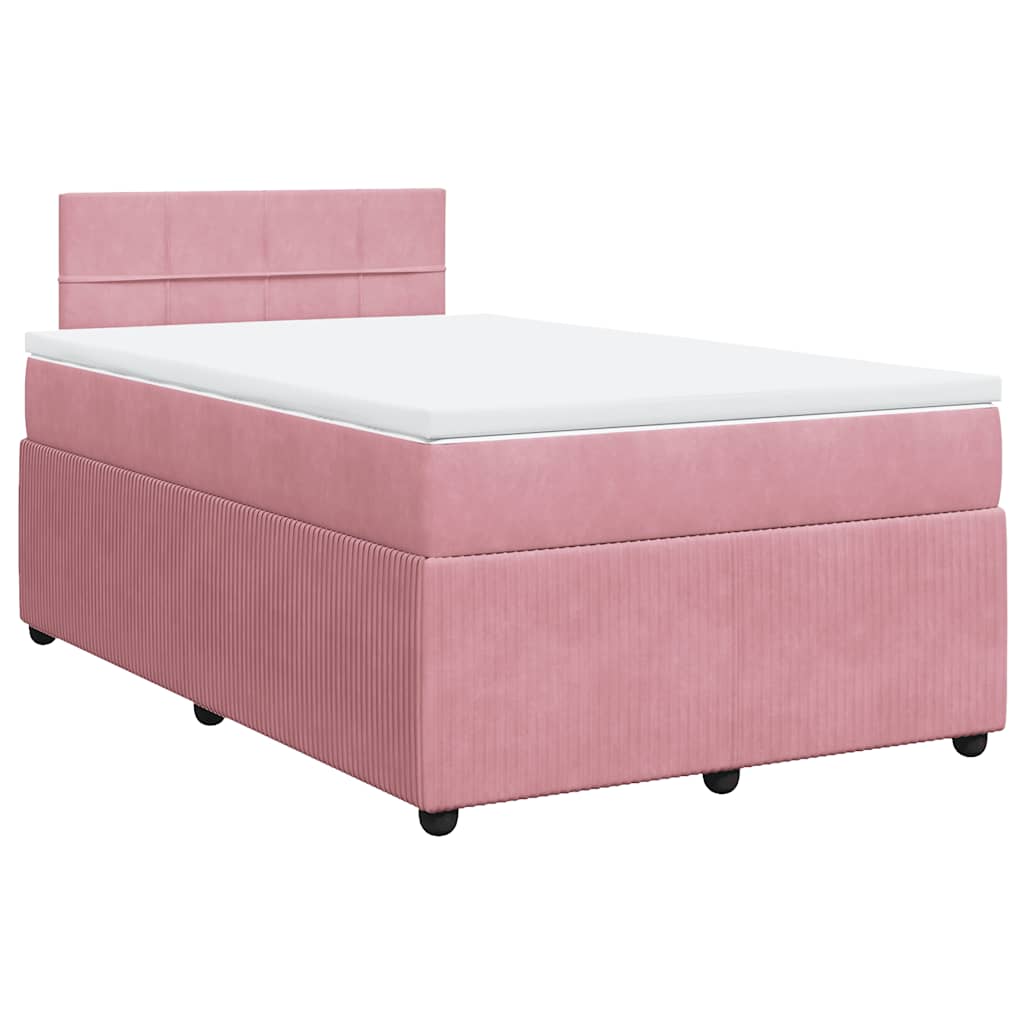 vidaXL Κρεβάτι Boxspring με Στρώμα Ροζ 120x200 εκ. Βελούδινο